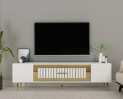 Comoda TV, Hanah Home, Dekolp3, 150x48.2x29.6 cm, Alb/Auriu