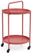 Masuta de cafea cu tava detasabila si roti, metal, rosu teracota, Ø 44,5x70 cm, Austin Twin Yes