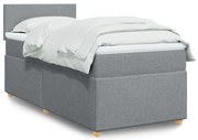vidaXL Pat continental cu saltea, gri deschis, 80x200 cm, textil