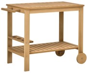 Outsunny Carucior de gradina pentru plancha gratar din lemn cu maner 2 tavi si suport pentru sticle 95 x 47 x 74 cm | Aosom Romania