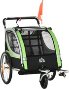 HOMCOM Remorcă Bicicletă pentru Copii, Design 2 în 1 cu Frână și Centură de Siguranță, 142x75x101 cm, Albastru | Aosom Romania