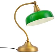 Lampă de masă clasică bronz cu sticlă opal verde - Clerk