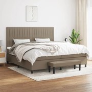 vidaXL Pat box spring cu saltea, gri taupe, 200x200 cm, textil