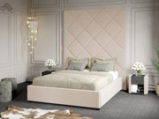 Pat Tapitat cu Panou 191x228 C1 Dubai cu somiera fixa Crem - Velluto 2 140x200