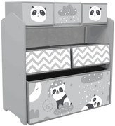 ZONEKIZ Raft Mobil pentru Jucării, Comodă cu 6 Rafturi Detașabile din Material Textil, 63x30x66 cm, Gri | Aosom Romania