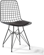 Scaun pentru copii, piele ecologica si picioare din metal Dark