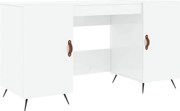 vidaXL Birou, alb extralucios, 140x50x75 cm, lemn compozit