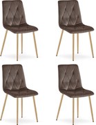 Set 4 Scaune Bucatarie/Dining Fido Picioare Finisaj Lemn , Catifea Maro Inchis