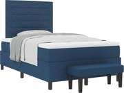 vidaXL Pat cu arcuri cu saltea albastru 120 x 200 cm țesătură