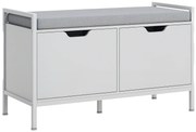 HOMCOM Banchetă Dulap pentru Pantofi cu 2 Compartimente și Pernă, Dulap Pantofi pentru Hol, 84x35x50 cm, Alb | Aosom Romania