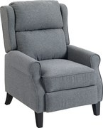 HOMCOM Fotoliu Reclinabil 132° max din Țesătură cu Efect de In cu Suport pentru Picioare, 74x84x102 cm, Gri | Aosom Romania