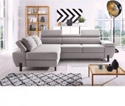 Coltar extensibil MOLINA MINI, sezlong stanga, stofa catifelata gri -