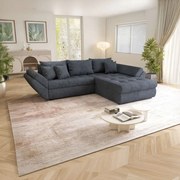 Colțar extensibil dumonde cu ladă de depozitare si sezut confortabil din spuma high-density, Loana Enjoy Antracit II 270x185 cm