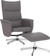 vidaXL Fotoliu rabatabil cu taburet, gri, piele ecologică