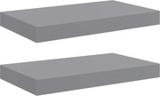 vidaXL Rafturi de perete suspendate, 2 buc., gri, 40x23x3,8 cm, MDF