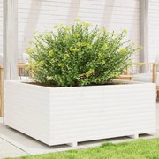 vidaXL Jardinieră de grădină, alb, 110x110x49,5 cm, lemn masiv de pin