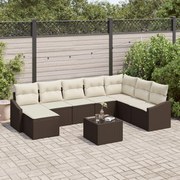 vidaXL Set de canapele pentru grădină 9 pcs Maro Rattan poli