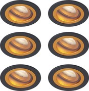 Set de 6 spoturi încastrate moderne negre cu auriu rotative și înclinabile IP44 - Chuck