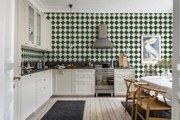 Tapet Checkered Tiles, Green &amp; White, Rebel Walls, 5 mp / rola