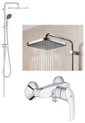 Set Coloana dus Grohe Vitalio palarie patrata 25 cm, baterie cabina dus Eurosmart (26698000, 33555002 )