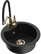 Mexen Diego chiuvetă de granit cu 1 compartiment cu baterie de bucătărie Duo, negru - 6512-77-671701-57-G