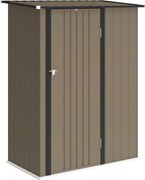 Outsunny Căsuță de Grădină 1.07m² din Oțel Zincat, Depozit pentru Unelte cu Ușă Blocabilă, Acoperiș Înclinat, 142x86x189 cm, Maro | Aosom Romania