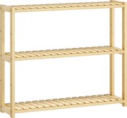 HOMCOM Etajeră de Baie cu 3 Rafturi Reglabile pe 5 Nivele, Dulap de Depozitare din Bambus, 60x15x50 cm, Lemn Natural | Aosom Romania