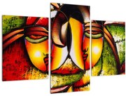 Tablou - Pictură în ulei, chipuri abstracte (90x60 cm)