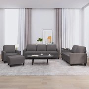 vidaXL Set de canapele cu perne, 4 piese, gri, piele ecologică