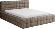 Pat matrimonial maro deschis tapițat cu spațiu de depozitare cu somieră 180x200 cm Dizzle – ELTAP