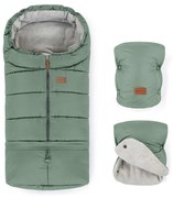 SET sac pentru cărucior 3 în 1 JIBOT + mănuși pentru cărucior JASIE verde PETITE&MARS