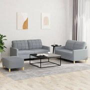 vidaXL Set de canapele cu perne, 3 piese, gri deschis, textil