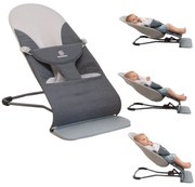 Balansoar bebelusi ergonomic cu 3 pozitii de inclinare a spatarului Kidizi Rumi gri, recomandat de la nastere
