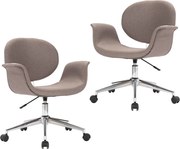 vidaXL Scaune de bucătărie pivotante, 2 buc., gri taupe, textil