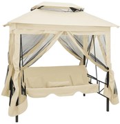 Balansoar extensibil cu pavilion, alb crem