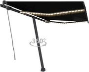 vidaXL Copertină automată cu senzor vânt & LED, antracit, 350x250 cm