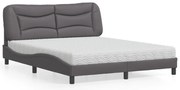vidaXL Pat cu saltea, gri, 160x200 cm, piele ecologică