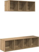 vidaXL Set comodă TV Pe perete 2 pcs Stejar Artizanal Lemn compozit