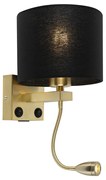 Lampă de perete Art Deco aurie cu USB și abajur negru - Brescia