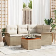 vidaXL Set de canapele pentru grădină 5 pcs Bej Rattan poli