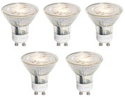 Set de 5 becuri LED GU10 50mm cu 3 trepte de intensitate luminoasă, reglabile în Kelvin, transparente, 4,9W 450 lm 2000-2700K