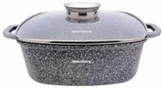 Oală pătrată cu capac 28x28 cm, 6.5L – Klausberg KB 7532, strat marmură antiaderent, gri, compatibilă cu inducție și plite clasice