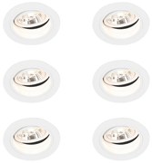 Set 6 becuri Punct încastrat rotund reglabil alb - Chuck 70