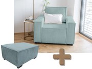 Fotoliu cu taburet SMART SET, albastru deschis