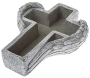 Decorațiune funerară Ghiveci de beton Cruce, 21,5 x 6,5 x 17,5 cm