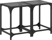 vidaXL Măsuțe de cafea, blat din sticlă negră, 2 buc. 30x30x40 cm oțel