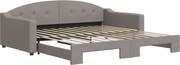 vidaXL Pat de zi cu extensie, gri taupe, 100x200 cm, textil