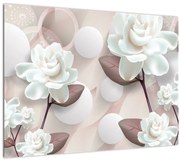 Tablou pe sticlă - Flori de trandafir (70x50 cm)