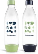 Sticlă Sodastream Fuse Green/Blue 2x 1l, lavabilă în mașina de spălat vase