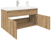 vidaXL Dulap pentru chiuvetă cu chiuvetă încorporată Artisan Stejar